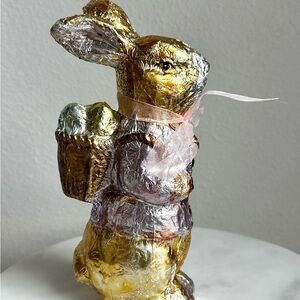 Vintage GANZ foil wrapped faux chocolate Gold and Silver Easter Bunny Decor 8”